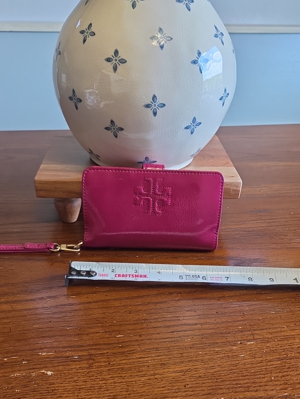 Tory Burch Fuchsia Leather Wristlet Card Holder
